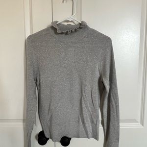 Silver metallic ruffleneck sweater